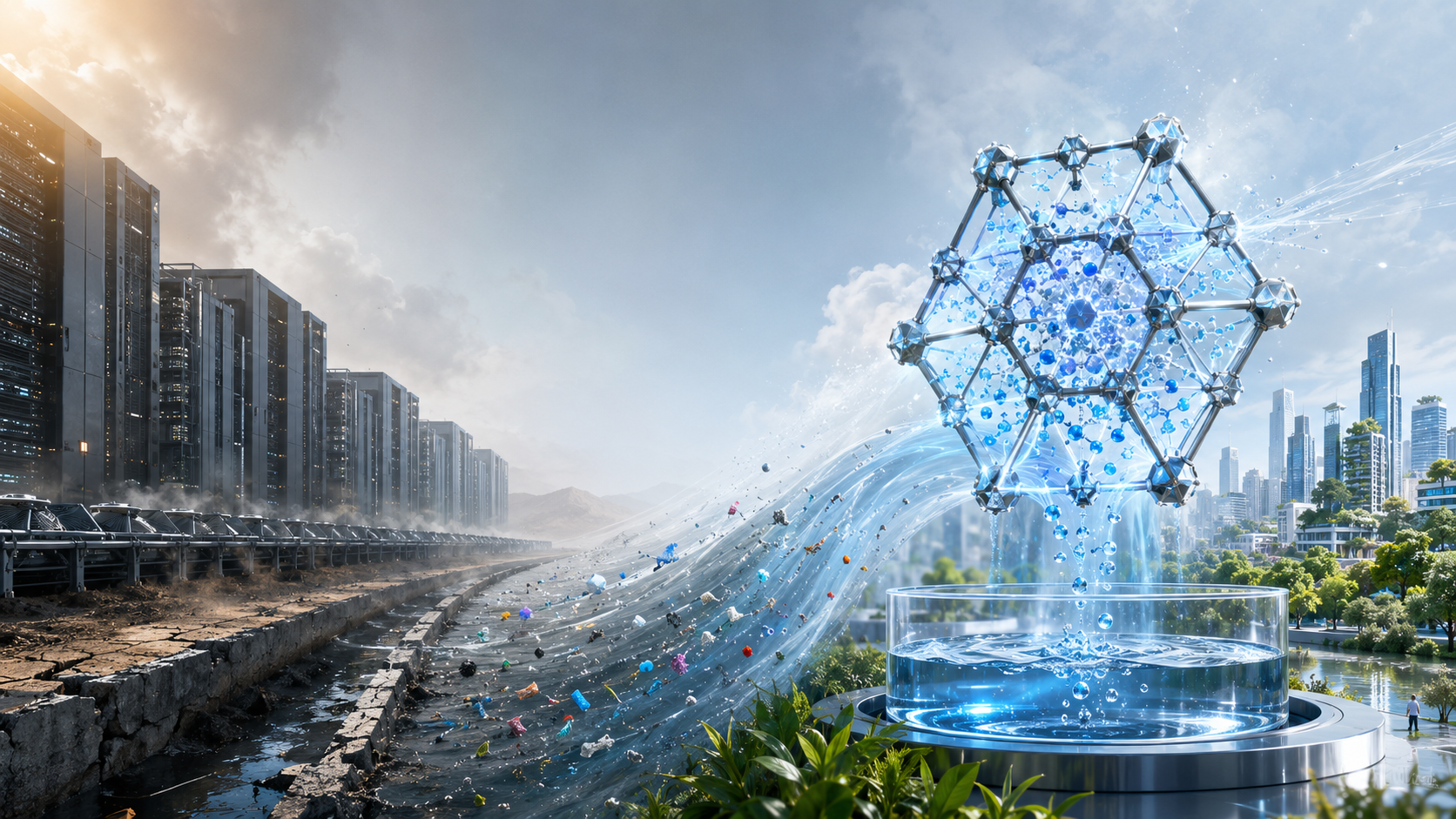 Data Center Microplastics โครงสร้าง MOF